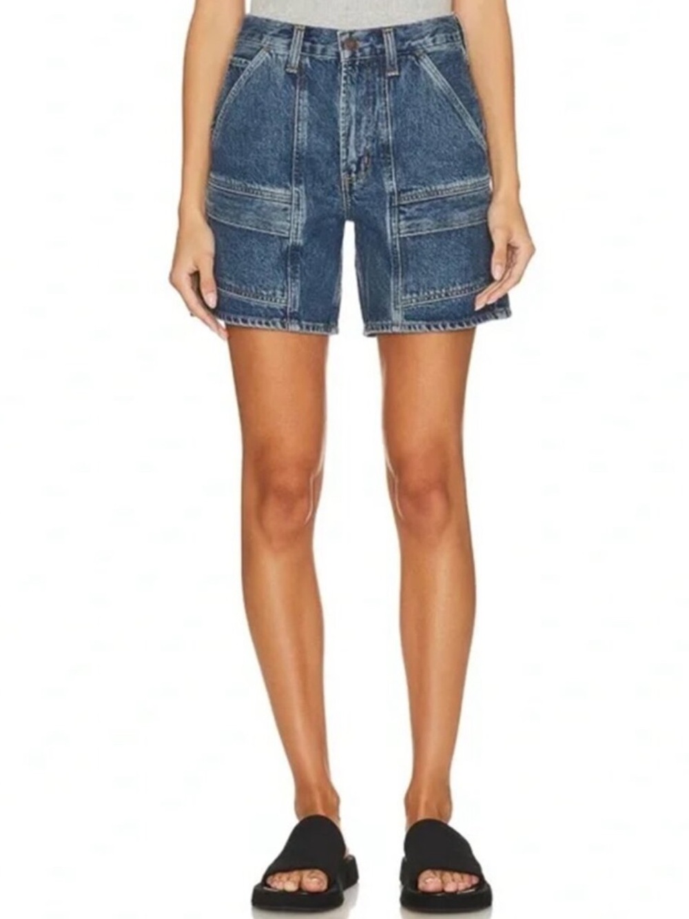 AGOLDE Cooper Denim Utility Shorts in Dark Blue